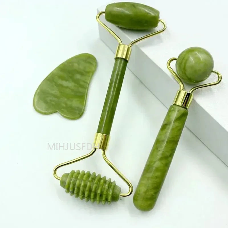 Natural Jade Facial Roller & Gua Sha Set