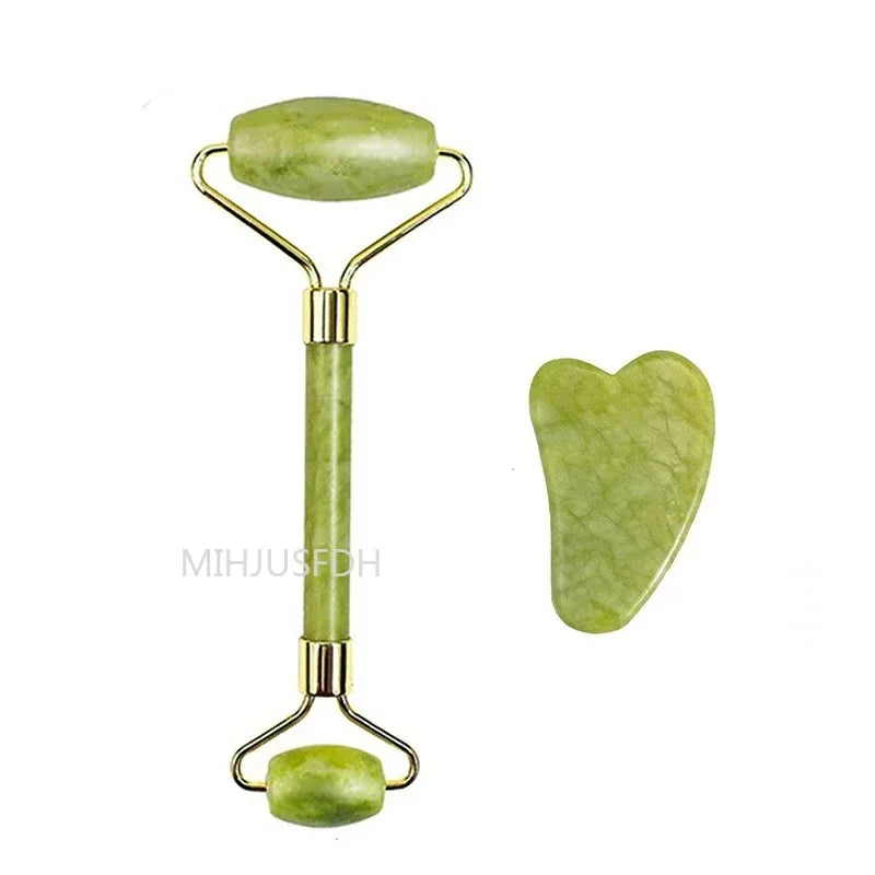 Natural Jade Facial Roller & Gua Sha Set