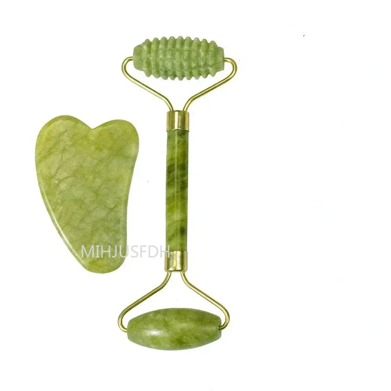 Natural Jade Facial Roller & Gua Sha Set
