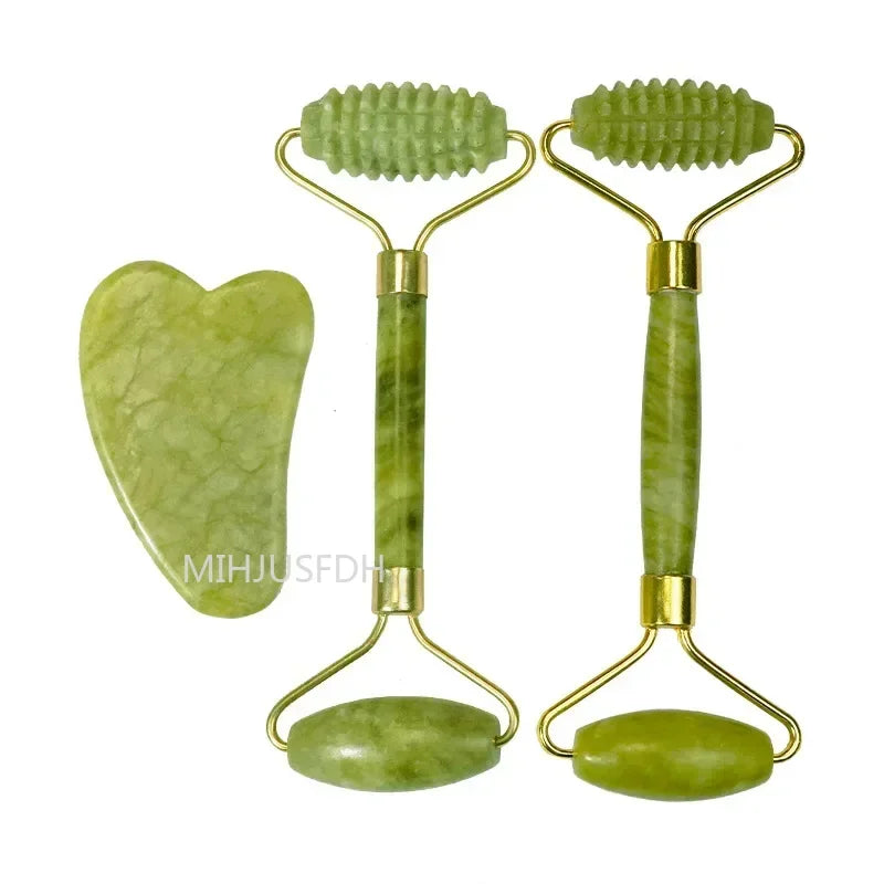 Natural Jade Facial Roller & Gua Sha Set