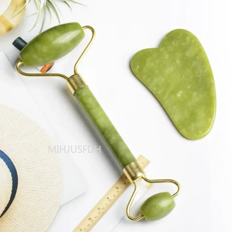 Natural Jade Facial Roller & Gua Sha Set